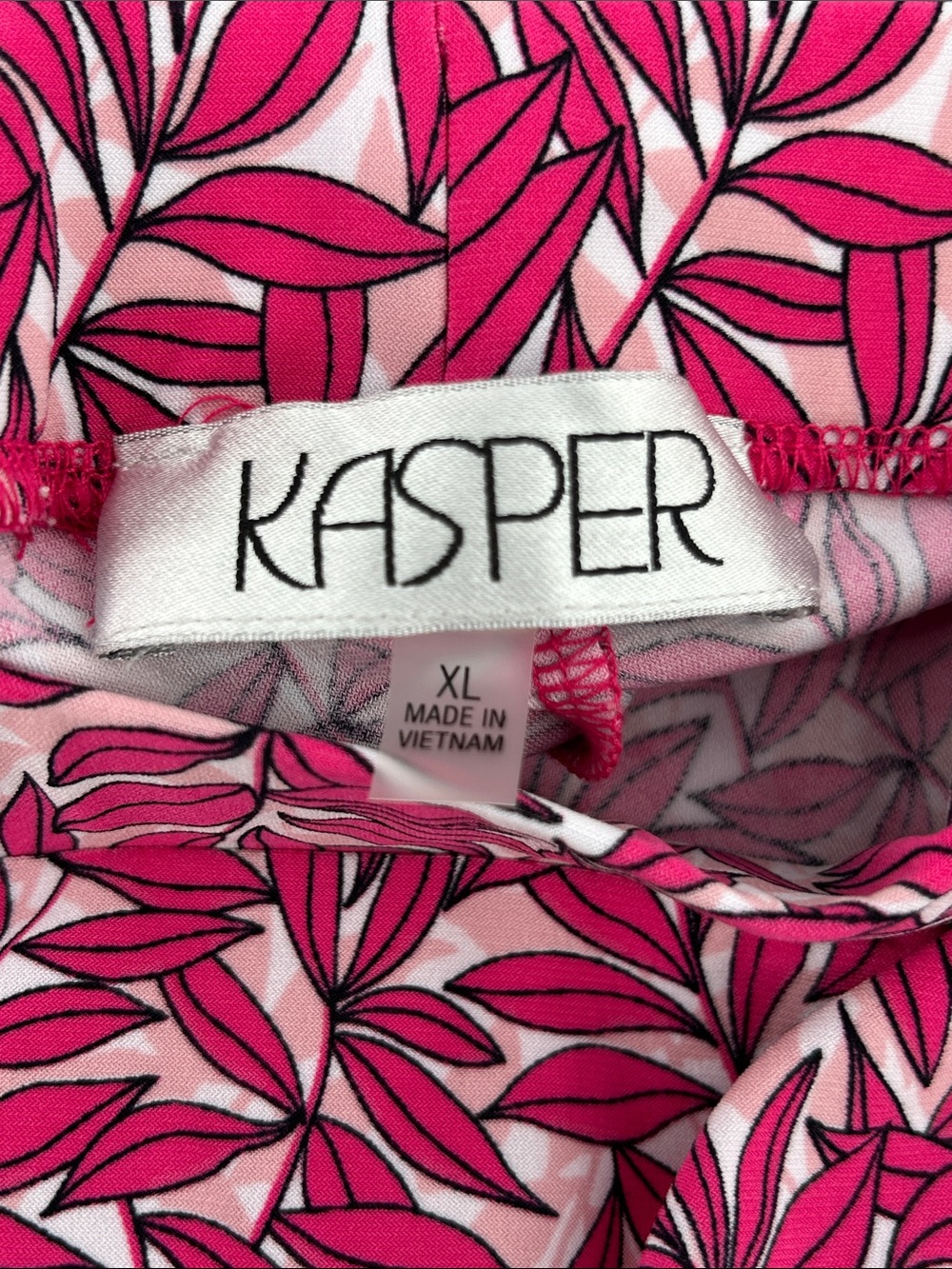 Kasper Pink and White Leaf-Print A-Line Skirt Women's Size XL Summer Flowy - Picture 2 of 5
